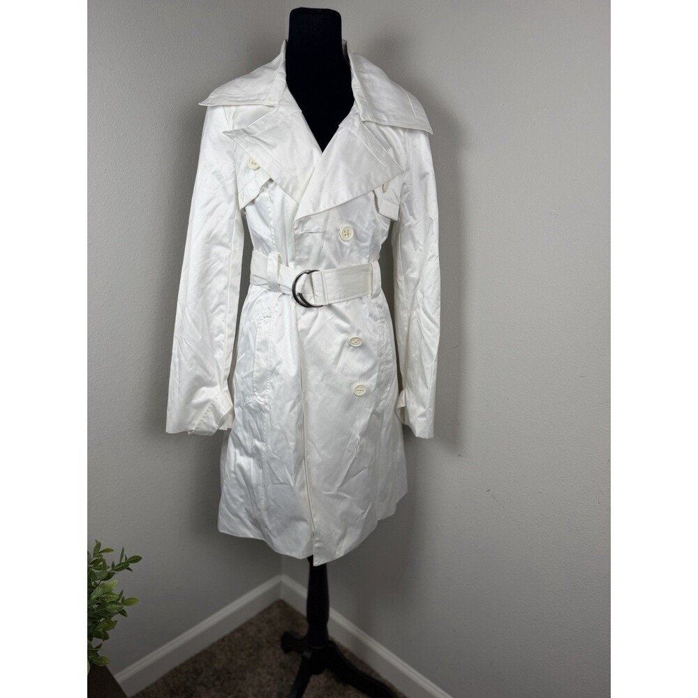 Blanc Noir White Belted Trench Coat Women’s Size M
